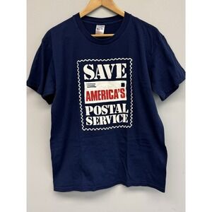 VTG Save Americas Postal Service‎ Graphic T-Shirt Navy Size Large